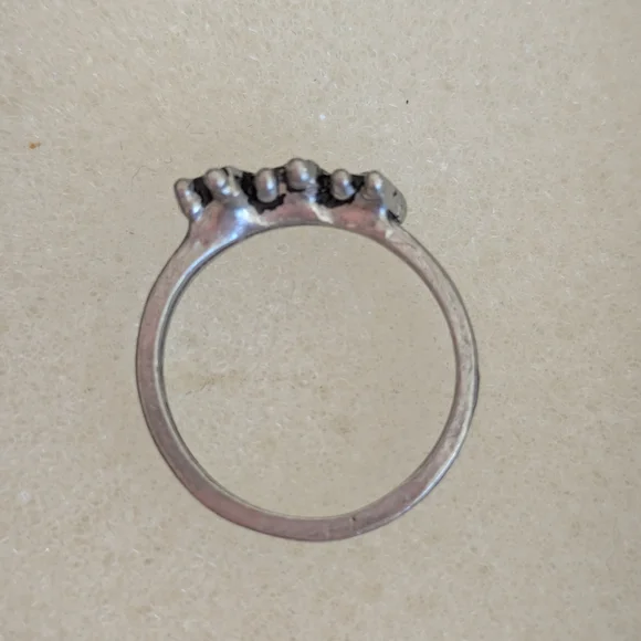 Silver Color Triple Red Stone Ring - Picture 3 of 4